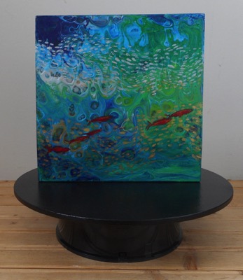 Redfish.Side One
8" x 8" acrylic pour on wood
Revolving