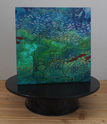 Redfish.Side Two
8" x 8" acrylic pour on wood
Revolving